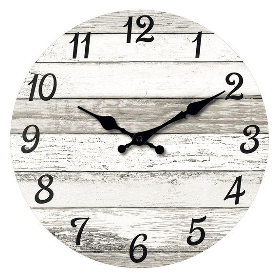 Farmhouse Wall Clock 12 Inch Grey Wooden Rustic Wall Clocks Battery Operated Silent Wall Clock for Kitchen Bedroom