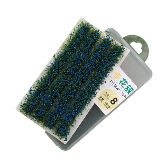 Blue Faux Grass Clusters Strip For Miniature Landscape Diorama Sandbox Scene Model Railroad Decor Set Of 4 Realistic Shrubbery Plants