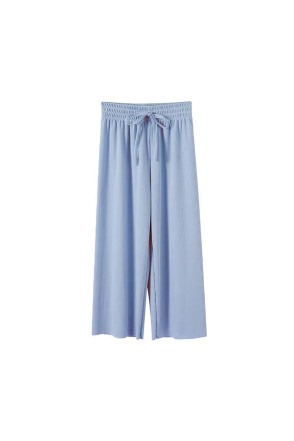 Blue Faux Silk Rayon Pants for Kids Girl Boy Summer Fall Loose Fit Workout Athletic Brunch Thin Flare Wide Leg Straight Leg Basic Long Boot Cut Leg Pants Child 2026 8 Years