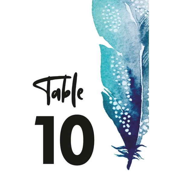 Blue Feather Design Table Number Cards Double Sided Party Table Numbers for Reception Baby Shower Anniversary Birthday Bridal Party 4x6 75 Pcs
