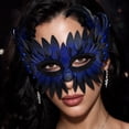 thumbnail image 1 of Blue Feather Masquerade Mask 9 Inch, Venetian Masquerade Mask for Masquerade Party Halloween Mardi Gras Mask for Women and Men for Carnival Themed Events, 1 Pack, 1 of 5