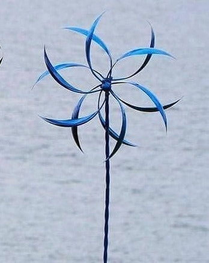 Blue Iron Feather Kinetic Wind Spinner, 22"