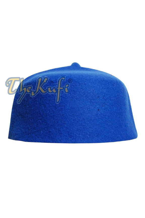 Blue Felt Wool Fez Hat With Tip Kufi Prayer Cap (M-22"(56cm), Male, Adult, Blue, 16.79)