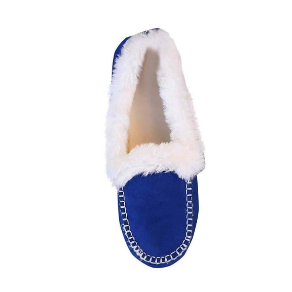Blue Feminine Flip Hair Low Heel Footwear With Flat Bottom And Warm Comfort For Indoor And Outdoor Activities