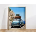 thumbnail image 1 of Blue Fiat 500 Wall Art, Retro Italian Wall Art, Vintage American Car, Amalfi Coast Wall Art, Mid Century Modern Car Wall Art, Modern Wall Decor, 16x24 UNFRAMED, 1 of 2