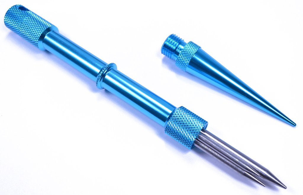 Blue Fid-Loaded Marlin Spike Tightening Tool for Paracord and Leather Work - Comes with 3 Fids Inside
