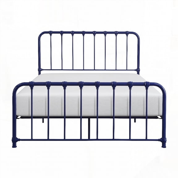 Blue Finish Metal Bed - 1pc Full, Ships in One Box