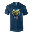 thumbnail image 1 of Blue Fire Breathing Dragon Head House of Dragon Head Moonlight Mens Short Sleeve T-shirt Graphic Tee-Heather Navy-xxl, 1 of 4
