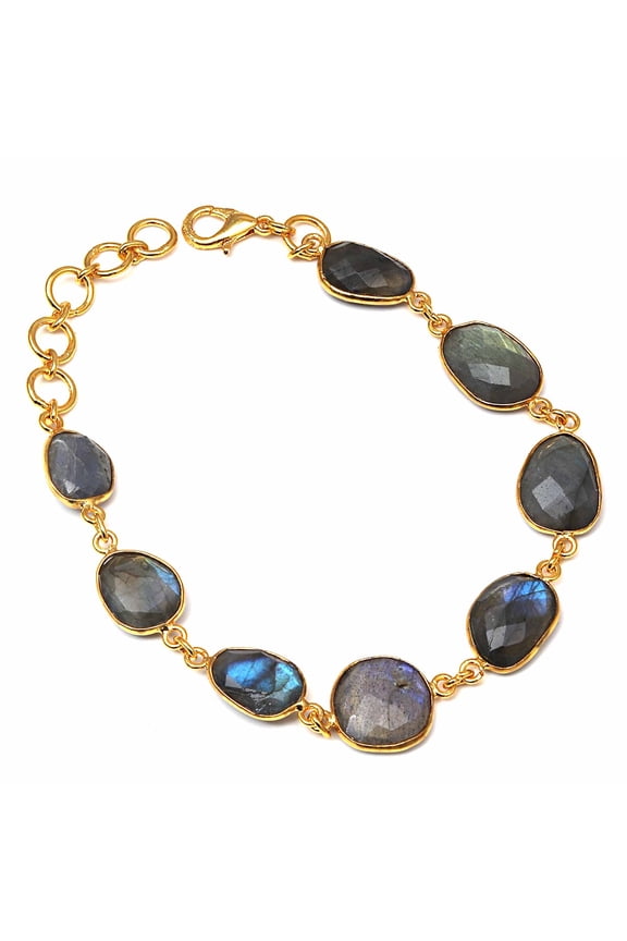 Blue Fire Labradorite Gemstone Handmade Antique Jewelry Bracelets 8''