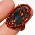 thumbnail image 1 of Blue Fire Labradorite Gemstone Wire Wrapped Handcrafted Copper Ring 9" SA 608, 1 of 2