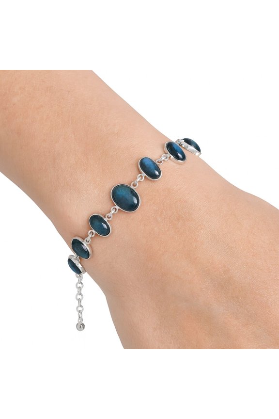 Blue Fire Labradorite - Madagascar 925 Sterling Silver Bracelet Jewelry B-1001 SDB4661