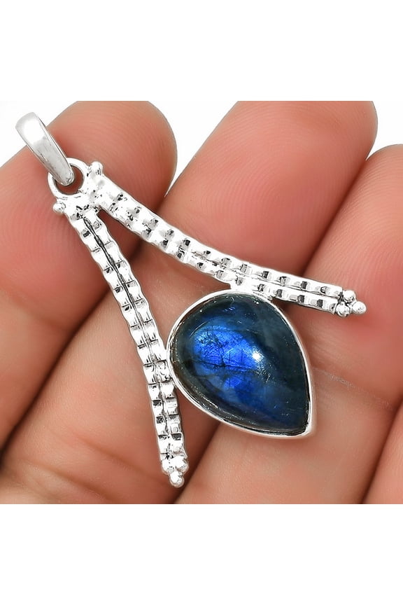 Blue Fire Labradorite - Madagascar 925 Sterling Silver Pendant Jewelry P-1034 SDP125895