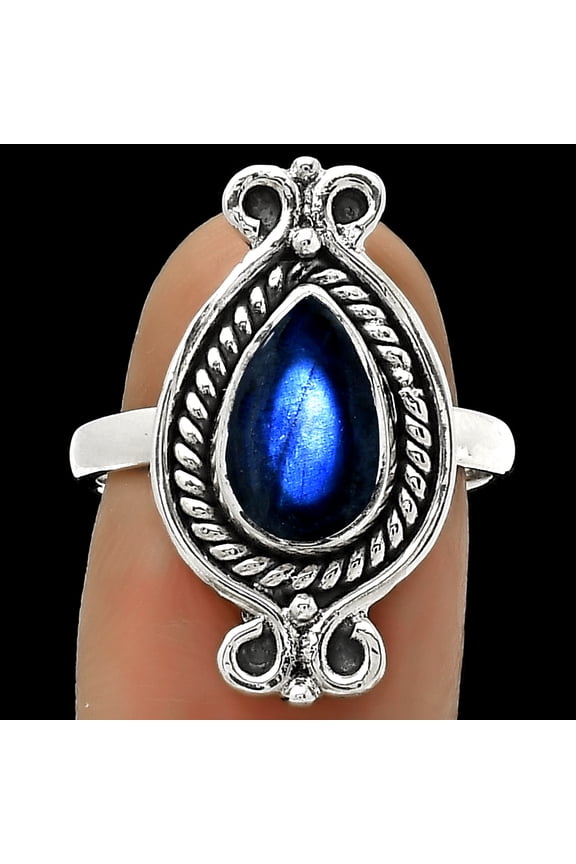 Blue Fire Labradorite - Madagascar 925 Sterling Silver Ring s.7.5 Jewelry R-1108 SDR170784