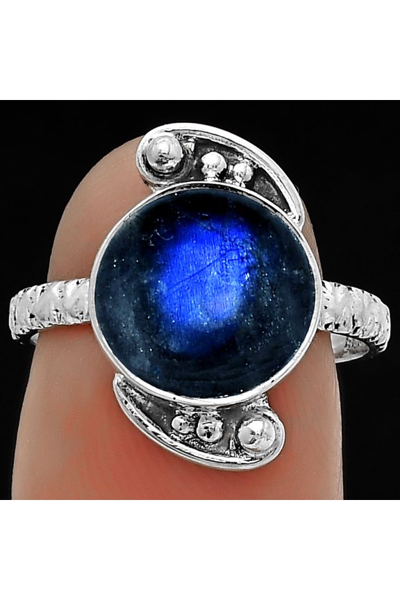 Blue Fire Labradorite - Madagascar 925 Sterling Silver Ring s.7.5 Jewelry R-1160 SDR176862