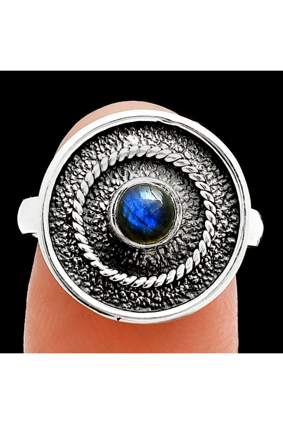 Blue Fire Labradorite - Madagascar 925 Sterling Silver Ring s.7.5 Jewelry R-1439 SDR244341