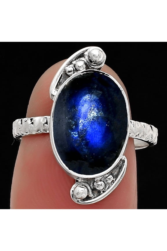 Blue Fire Labradorite - Madagascar 925 Sterling Silver Ring s.7 Jewelry R-1160 SDR176875