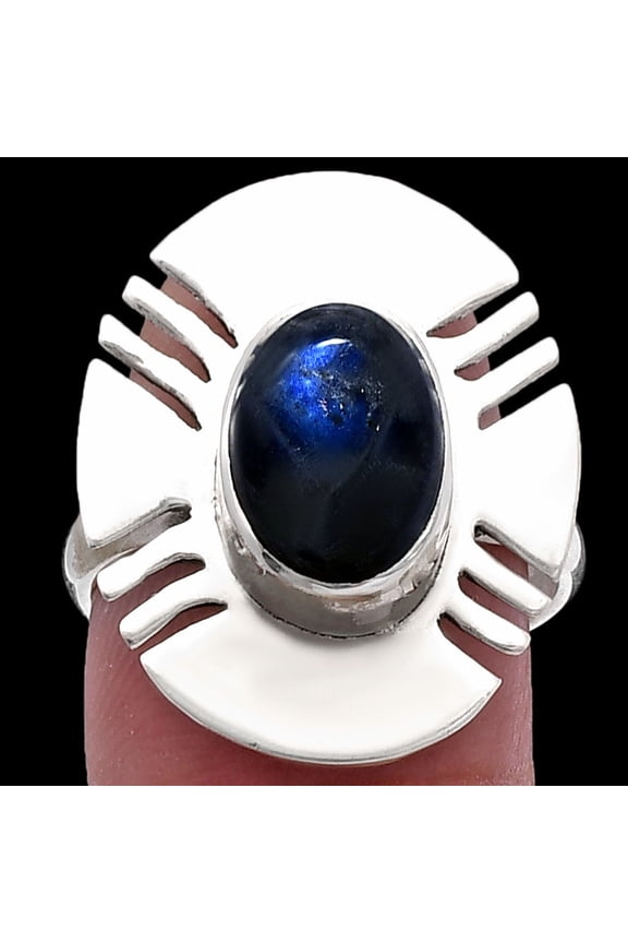 Blue Fire Labradorite - Madagascar 925 Sterling Silver Ring s.7 Jewelry R-1240 SDR224732