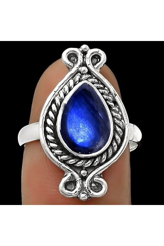 Blue Fire Labradorite - Madagascar 925 Sterling Silver Ring s.8 Jewelry R-1108 SDR170727