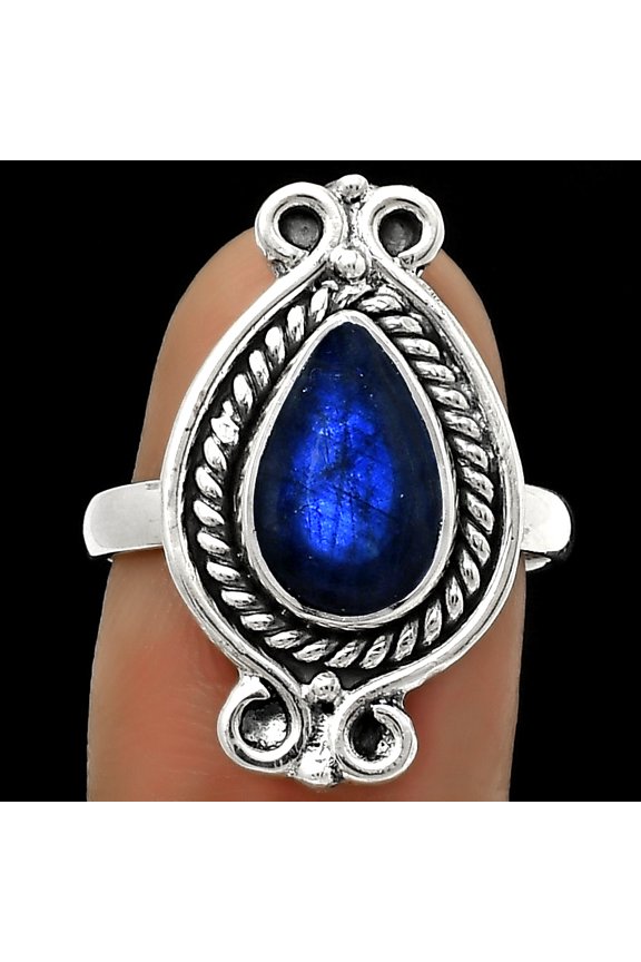 Blue Fire Labradorite - Madagascar 925 Sterling Silver Ring s.8 Jewelry R-1108 SDR170782