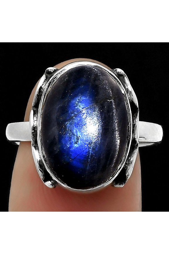 Blue Fire Labradorite - Madagascar 925 Sterling Silver Ring s.8 Jewelry R-1198 SDR168867