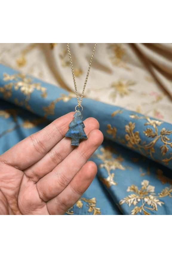 Blue Fire Labradorite Tree Necklace, 925 Sterling Silver Gemstone Necklace, Handmade Jewelry, Unique Birthday Gift By Charms And Spells