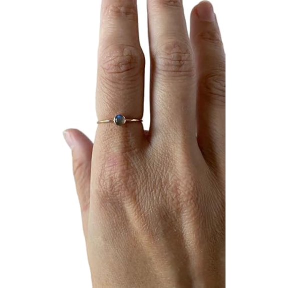 Blue Fire Labradorite ring, Natural Labradorite Tiny ring, Labradorite birthstone, womens ring, gold micron ring, 925 Sterling Silver, Fine Jewelry, dainty Ring, Minimal Stackable Ring