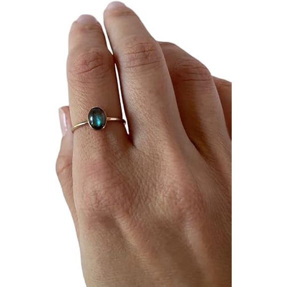 Blue Fire Labradorite ring, Natural Labradorite Tiny ring, Labradorite birthstone, womens ring, gold micron ring, 925 Sterling Silver, Fine Jewelry, dainty Ring, Minimal Stackable Ring