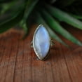 thumbnail image 1 of Blue Fire Moonstone Ring, Split Band Ring, Marquise Cut Stone Ring, Statement Ring, 925 Sterling Silver, June Birthstone, Natural Moonstone*, 1 of 4