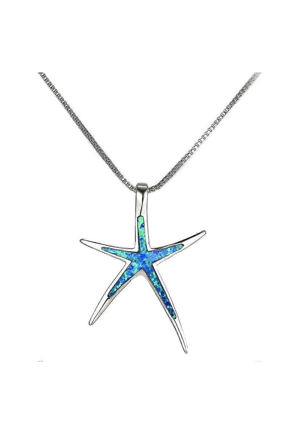Blue Fire Opal Animal Starfish Collares Necklaces Fashion Filled Pendant Necklaces Jewelry