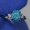 thumbnail image 1 of Blue Fire Opal Ring for Women under $5! Ke1Clo Oval Cut Jewelry for Birthday Bridal Gift, 1 of 6