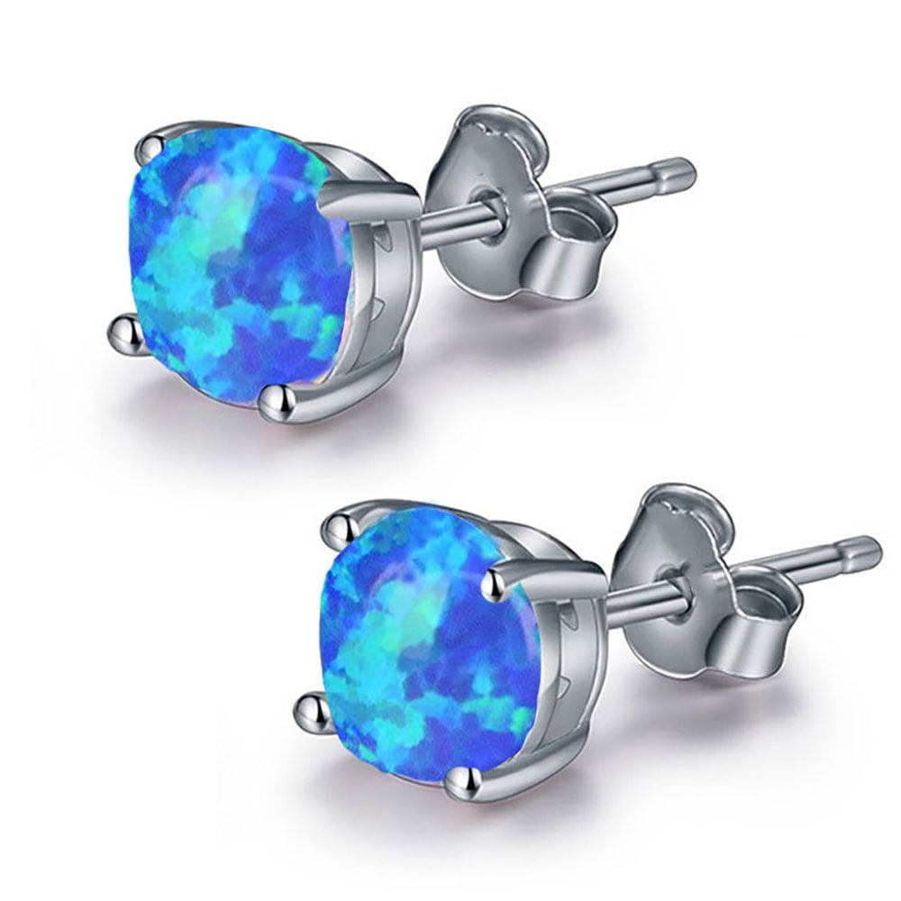 Blue fire clearance opal stud earrings