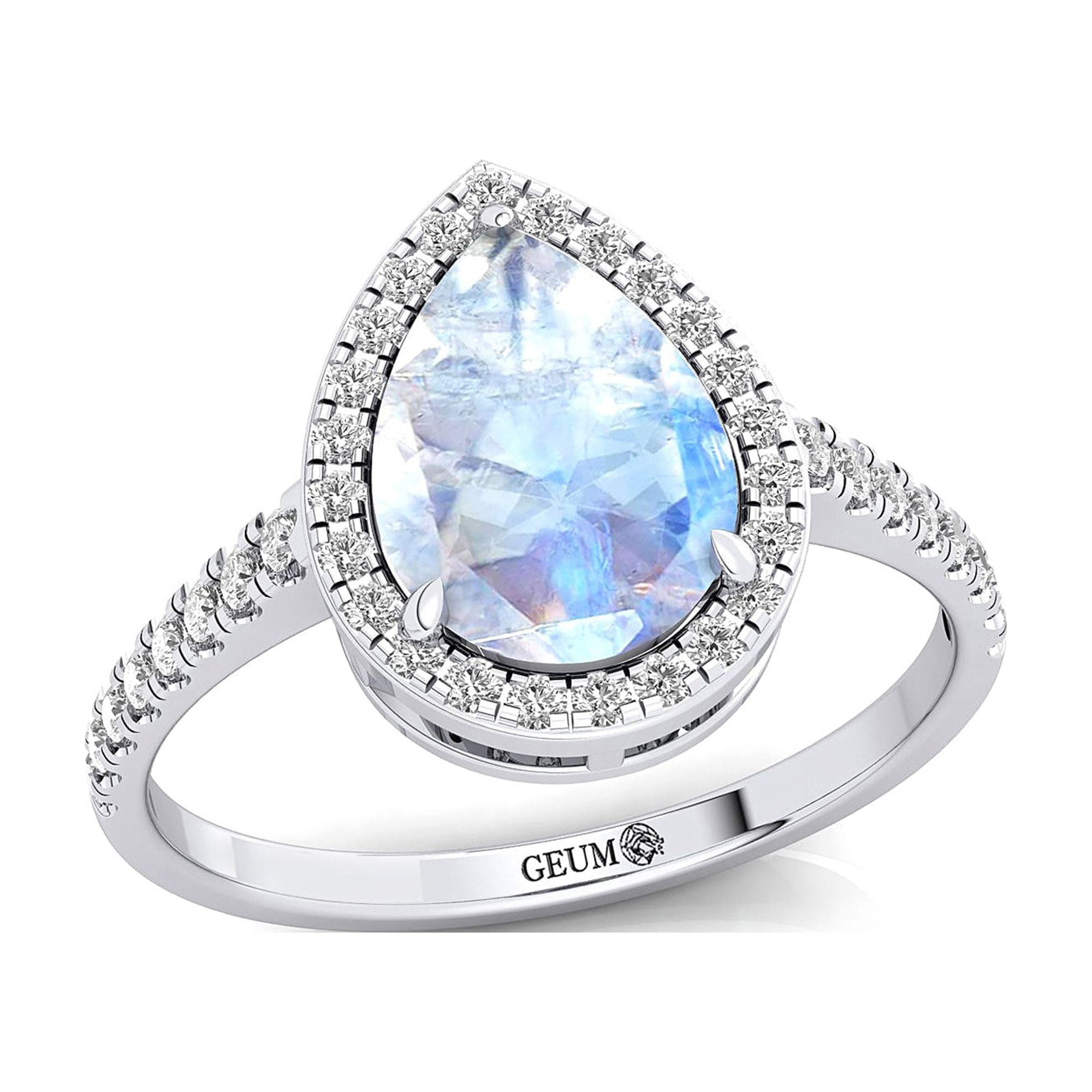 Blue Fire Rainbow Moonstone, Diamond Engagement Ring, Handmade Jewelry ...