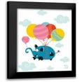 thumbnail image 1 of Blue Fish 12x14 Black Modern Framed Museum Art Print Titled - Ballooony Ellie, 1 of 5