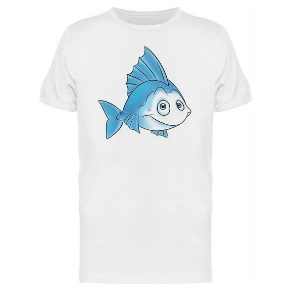 Blue Fish Cartoon T-Shirt Men -Image by Shutterstock, Male Large
