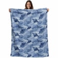 thumbnail image 1 of Blue Fish Coastal Blanket Soft Cozy Warm Throw Blanket for Couch, Plush Fuzzy Flannel Fleece Blankets for Sofa, Watercolor Beach Ocean Nautical Bed Blankets Lightweight Gifts for Women, 50"x60", 1 of 9