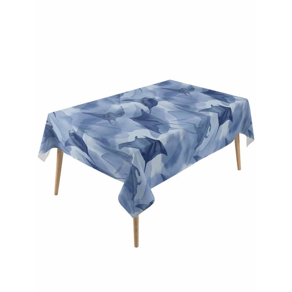 Blue Fish Coastal Table Cloth, Waterproof Tablecloth for Rectangle Tables, Watercolor Beach Ocean Nautical Reusable Washable Fabric Table Cover for Restaurant Kitchen Dining Tables 60"x120"