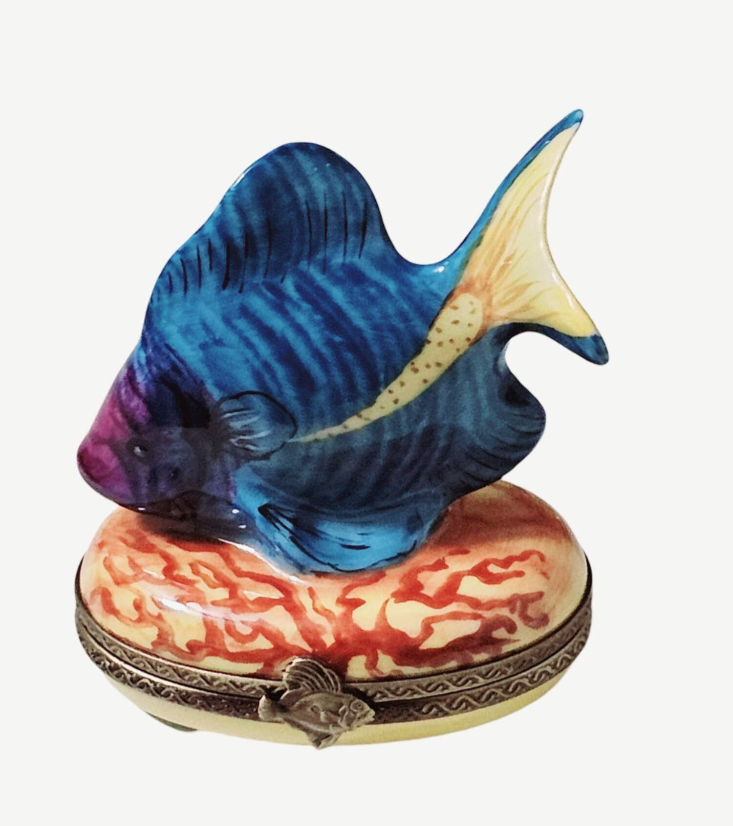 Curated visual reference: Picture Idea: Blue Fish Figurine Box For Collectors Limoges Box Porcelain Figurine