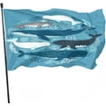 thumbnail image 1 of Blue Fish Flag Double Sided Seasonal Banners Nature Nautical Ocean Sea Seaweed Coral Whale Shark Dolphin Outdoor Flags Large Welcome Yard Banners Home Garden Lawn Decor, 1 of 5