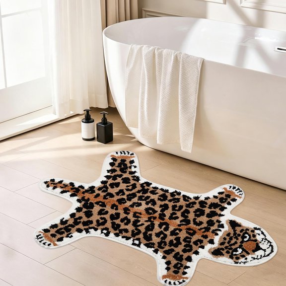 Blue Fish Koi Bathroom Rug, Cartoon Pattern Non Slip Bath Mat, Absorbent Shower Rug Floor Mat for Bathroom Bathtub Decor, Washable