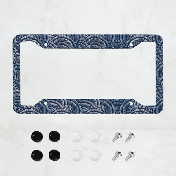 Blue Fish Scale License Plate Frame, Creative License Plate Frame, Front And Rear License Plate, 4-Hole General Purpose License Plate Accessories, Us Canada aluminum License Plate, 12x6 inch