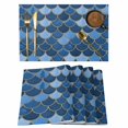 thumbnail image 1 of Blue Fish Scale Placemats Set of 12, Modern Geometric Ombre Abstract Moroccan Placemats for Dining Table, Place Mats for Kitchen Tabletop, Waterproof Wipeable Dining Table Mats Set, 1 of 9