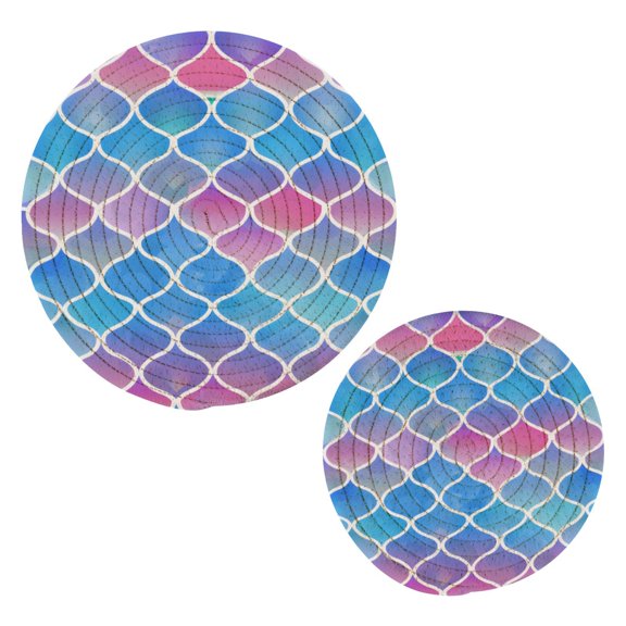 Blue Fish Scale Pot Holders Set Trivets Hot Pads Cotton Mats for Cooking