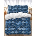 thumbnail image 1 of Blue Fish Scales Bedding Duvet Cover Set Full Size 4 Pieces Ombre Fish Tail Abstract Art Vintage Bedding Set with Zipper Closure, 1 Comforter Cover 86x86 Inches 1 Flat Sheet & 2 Pillow Cases, 1 of 7
