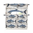 thumbnail image 1 of Blue Fish Swag Curtains for Living Room/Bedroom Windows, Vintage Oil Painting Beach Coastal Kitchen Curtains and Valances Set 36 Inch Length, Light Filtering Swags Valance Curtain Panels, 1 of 5