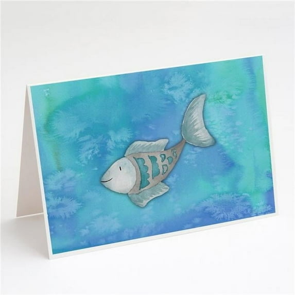 Blue Fish Watercolor Greeting Cards & Envelopes - Pack of 8
