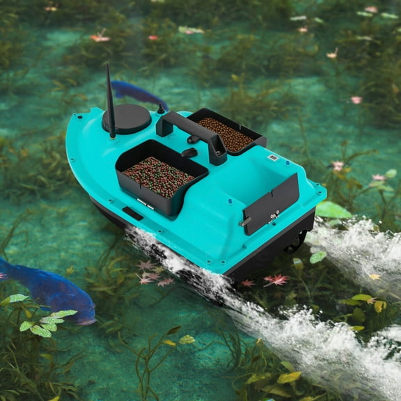 Blue Fishing Bait Boat, RC Fishing Boat, Bait Boat for Surf Fishing Powered By Twin 390 Motors With 52W Of Power