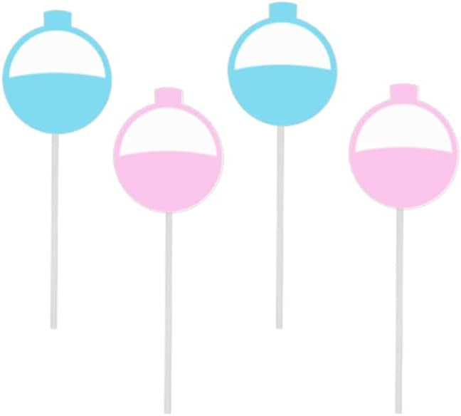 Blue Fishing Bobber Gender Reveal Cupcake Toppers by