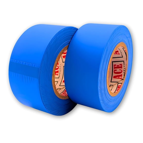 Blue Flagging Tape - 2 Pack - 1-3/16 Inch Width, 150 Ft Length, 2 Mil - Non-Adhesive Survey Tape - Tree Marking Ribbon, Surveyors Ribbon