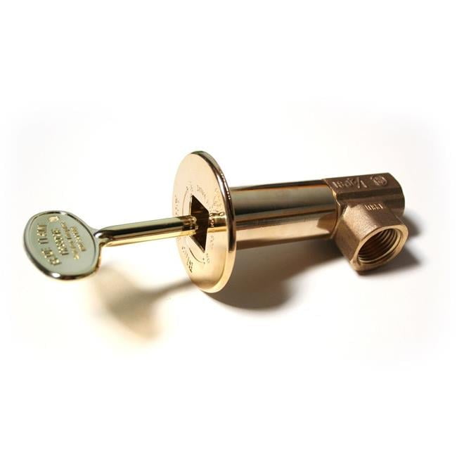 Angle Gas Valve Kit Includes Brass Valve, Floor Plate and Key in Polished Brass Angle Gas Valve Kit Includes Brass Valve, Floor Plate and Key in Polished Brass