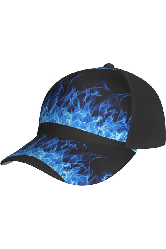 Blue Flame Fashion Curved Brim Baseball Cap, Adjustable Snapback Cap, Men's and Women's Outdoor Baseball Cap